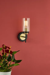 Abel Wall Light Satin Black & Gold With Glass Shades dar lighting